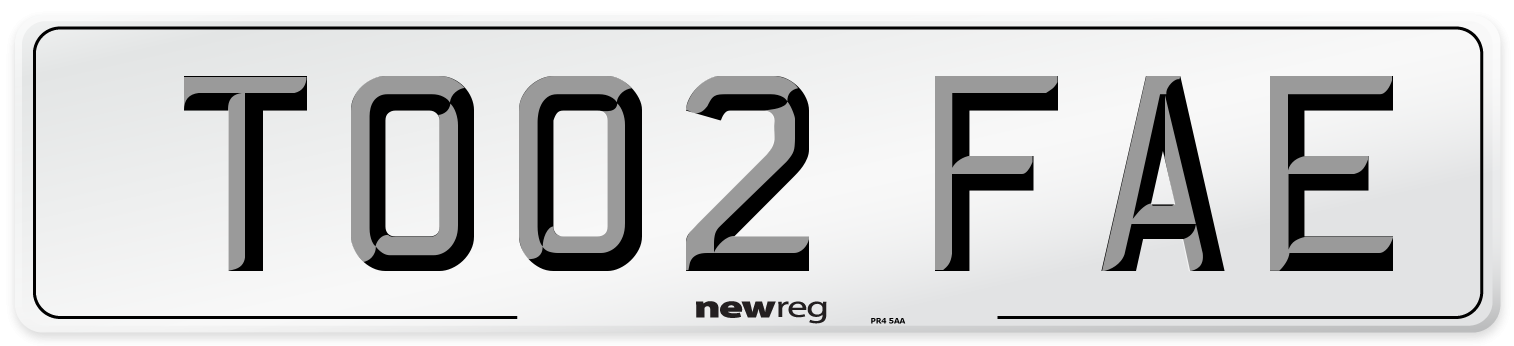 TO02 FAE Number Plate from New Reg